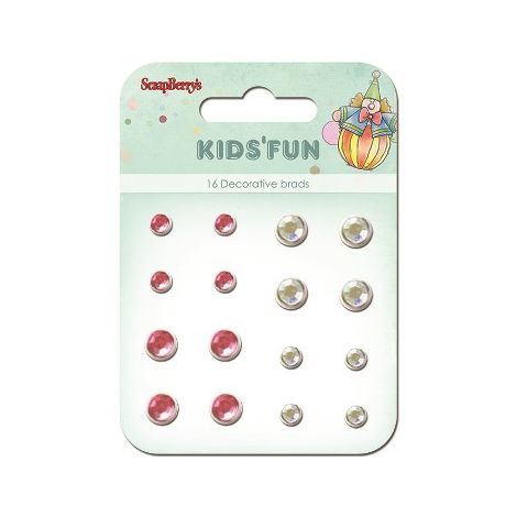 Ćwieki dekoracyjne ScrapBerry's 16szt, Kids&Fun Crimson White